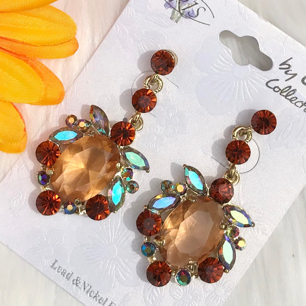 Boho Earrings Crystal Dressy Post Drop Dangles Nwt